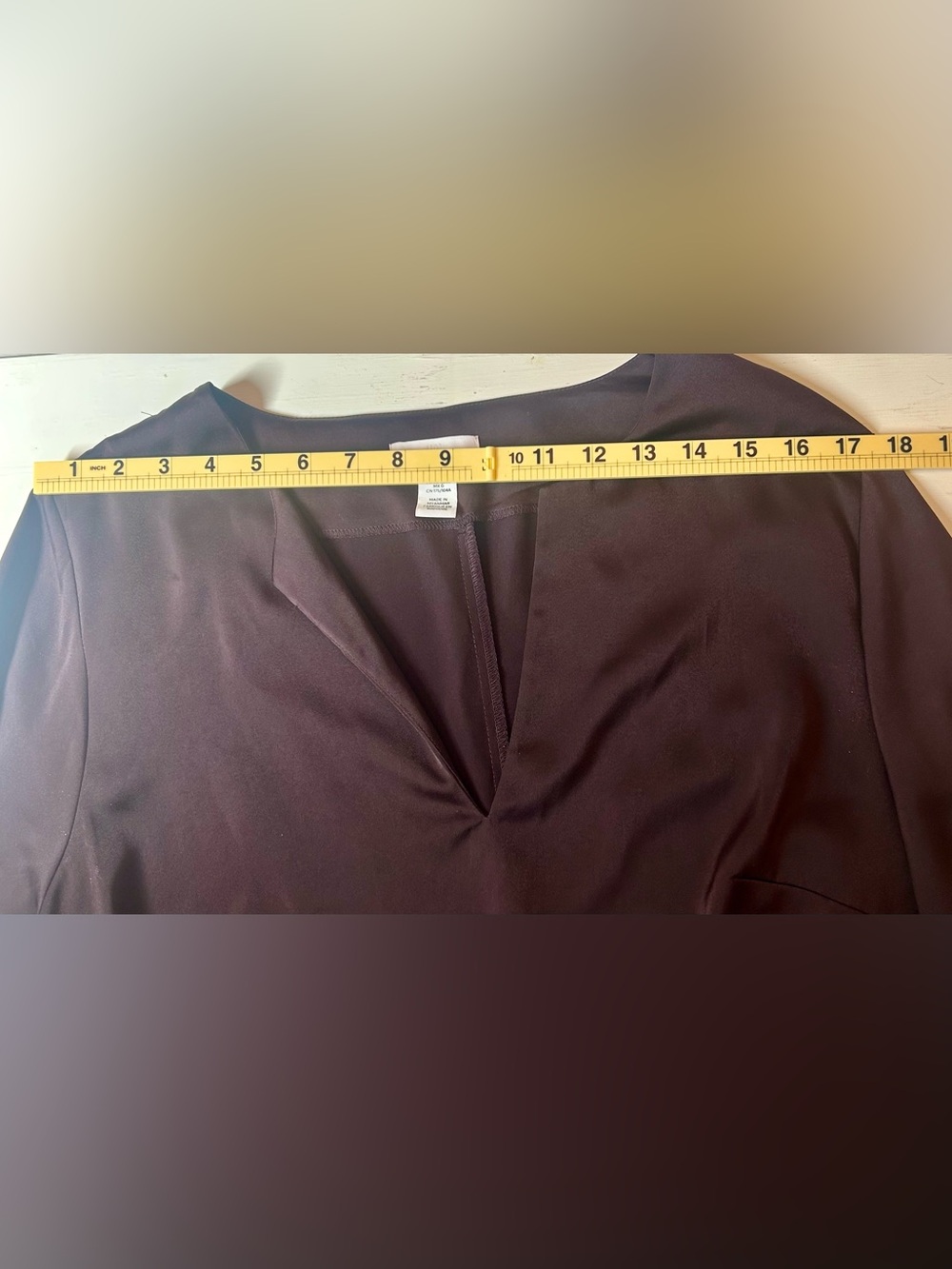 H&M Dark Chocolate Brown Satin Like Oversized Shirt Tunic Dress Blouson Sleeve L - Picture 9 of 13